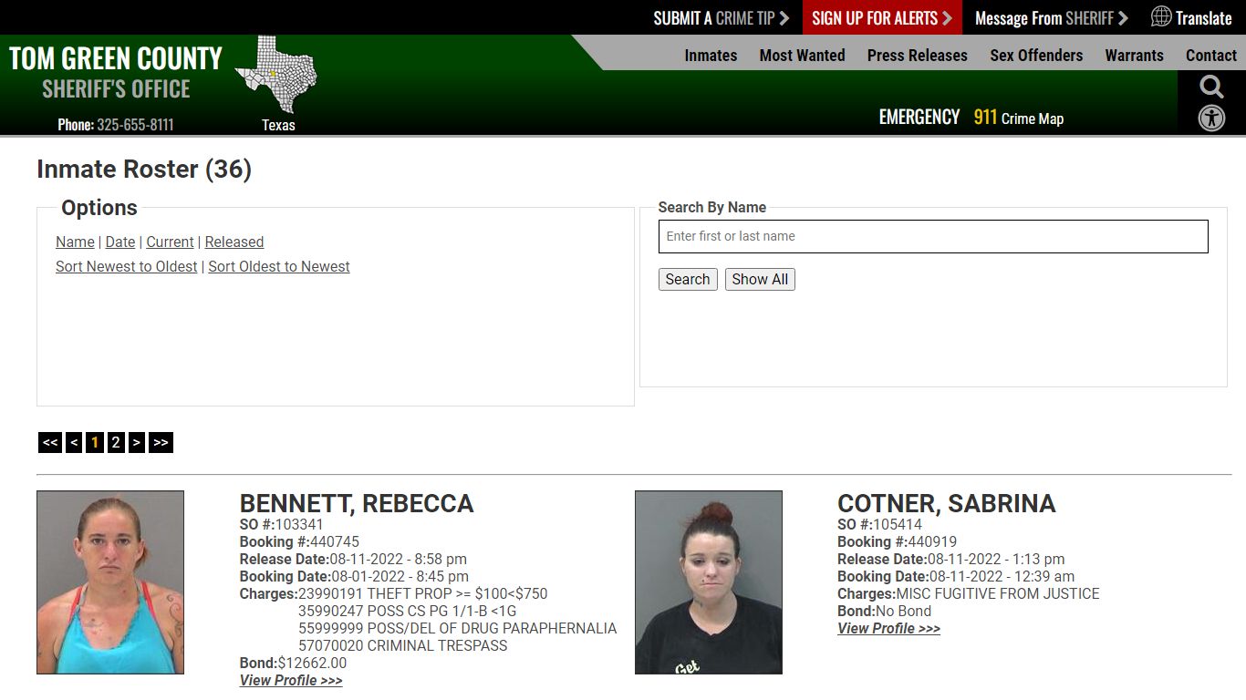 Inmate Roster - Released Inmates Booking Date Descending ...